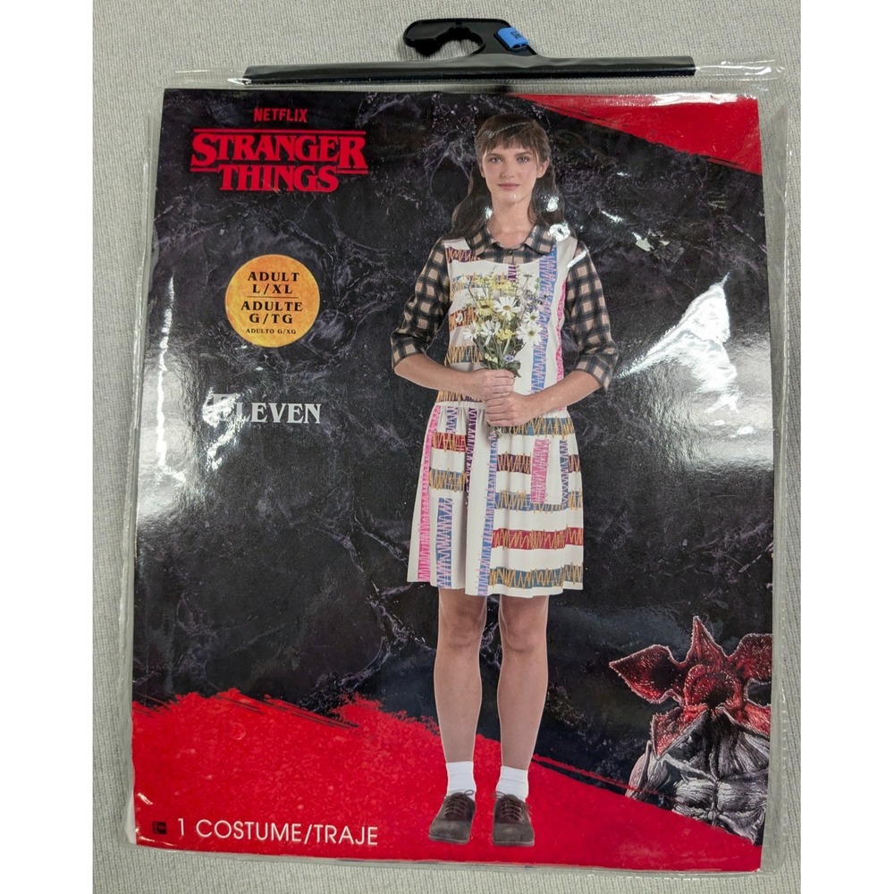 Stranger Things Eleven Costume Womens XL Halloween Cosplay New Dress Netflix